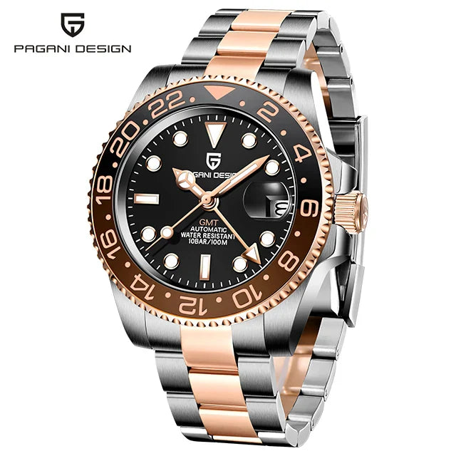 PAGANI DESIGN V3 GMT Men’s Luxury 40mm Automatic Mechanical Watch – Sapphire Crystal Stainless Steel Waterproof
