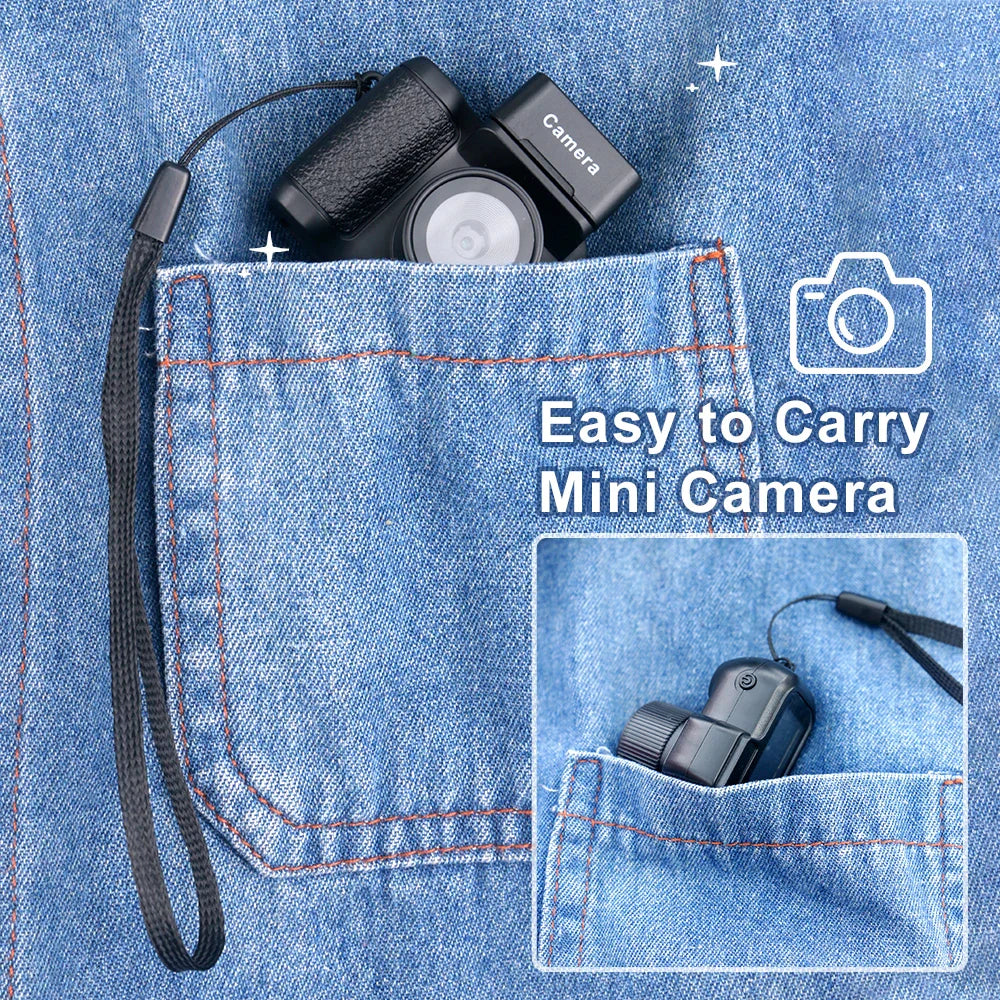 Y4000 Monoreflex Mini Camera 1080P Portable Video Recorder with Flash Lamp, Battery Dock & LCD Screen