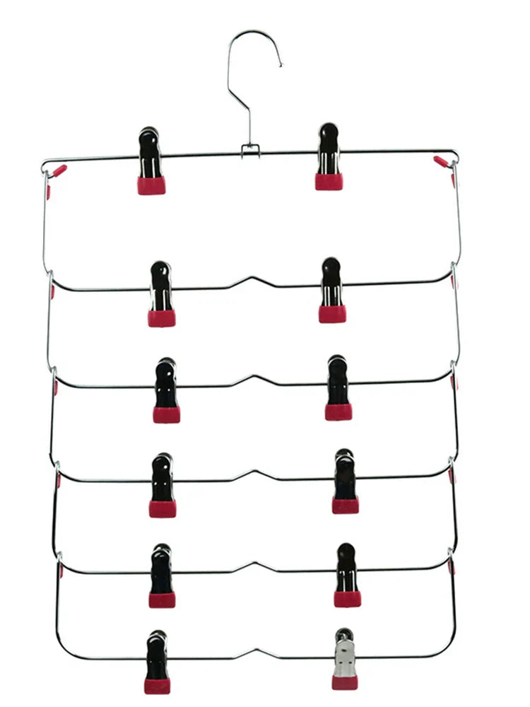 Multi-Functional Folding Multi-Layer Pants Rack – Anti-Slip Seamless Wardrobe Hanger for Home Storage