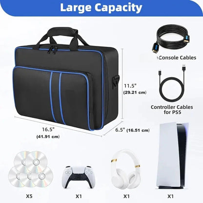 Carrying Case for PS5 - Travel Bag with Large Capacity for Console and Controller, Protective Storage, Compatible with PS5