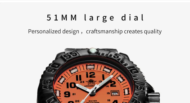 Addies Men's Military Watch - Luminous, Multi-Functional Quartz with Nylon & Steel Strap, Waterproof Outdoor Sports Watch