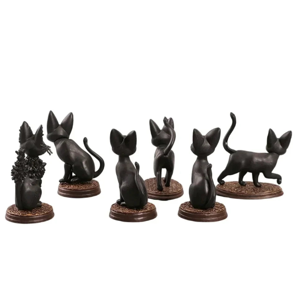 6PCS Cartoon Black Cat PVC Figure Set — Jiji/Gigi Action Dolls, Hayao Miyazaki Collectible Toy for Kids Birthday Gift
