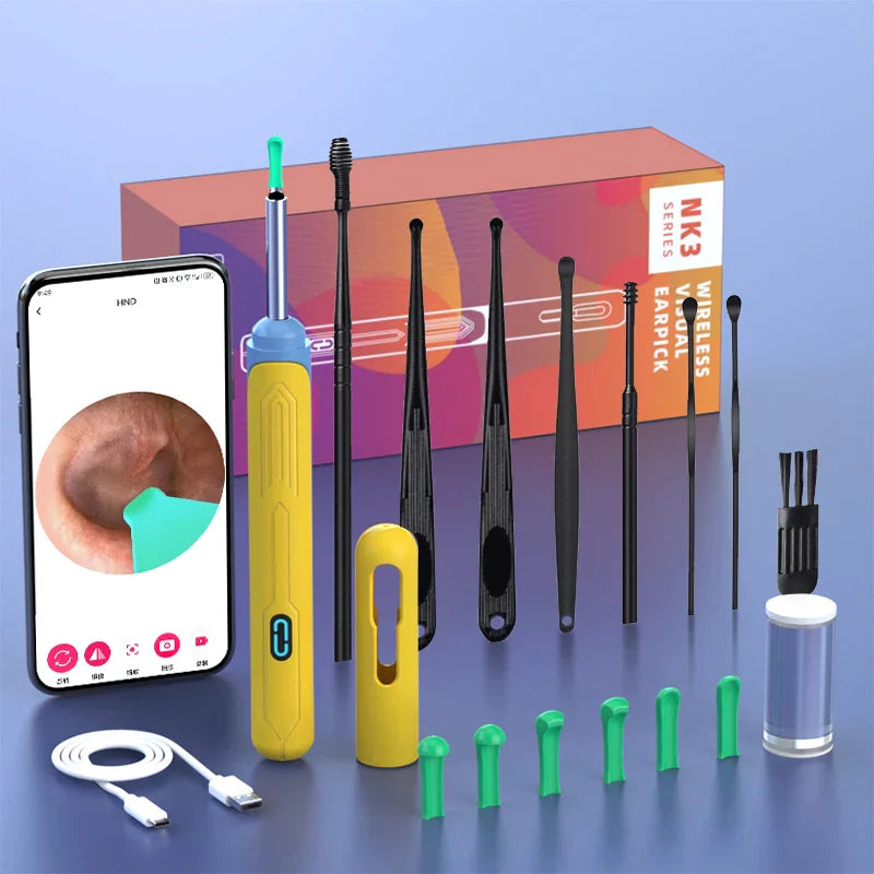 Ear Cleaner with Camera Set – HD Otoscope, USB-C Charging Endoscope, Wax Removal Tool & Earpick, NK3 Pro Ear Cleaning Set