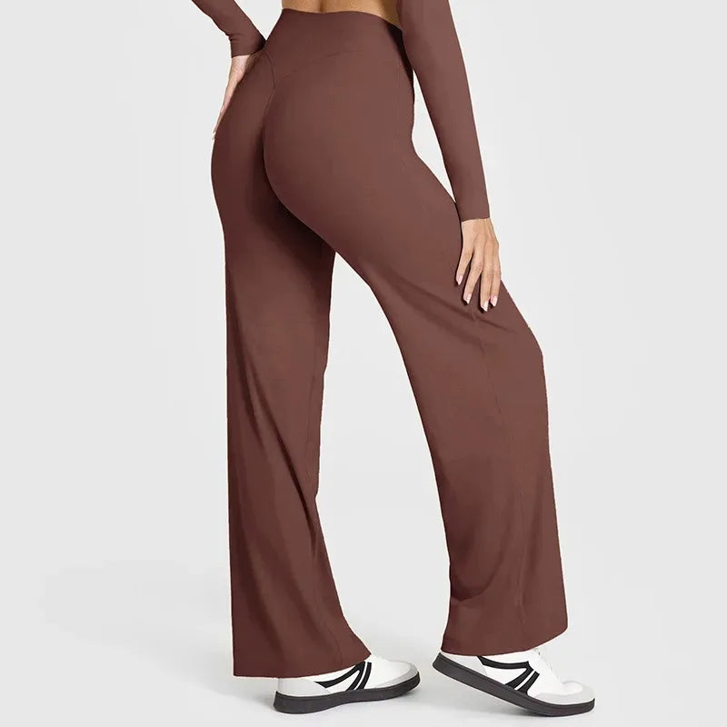 Women’s Ultra Soft Butter Yoga Pants – Mid Waist Straight Leg Sports Trousers for Gym, Pilates & Running