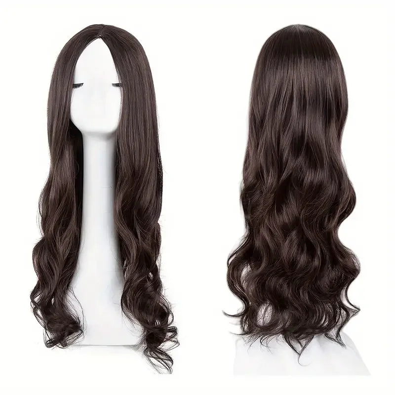 27 Inch Long Curly Synthetic Wig for Women - Black & Blonde Fancy Dress Wig, Glamorous Synthetic Hair