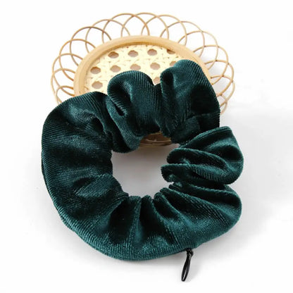 Portable Hidden Safe Hair Tie Storage Case – Secret Scrunchie with Zipper for Cash, Key & Jewelry (Travel/Outdoor)