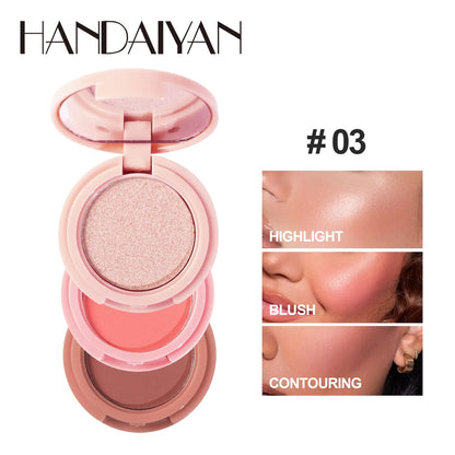 Handaiyan 3-in-1 Eyeshadow, Highlighter & Blusher Palette – Moonlight Stone Glitter Powder for Face & Nose