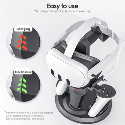 Charging Dock for Meta Oculus Quest 3 – Vertical Stand, Controller Holder & VR Headset Display Base for Quest 2