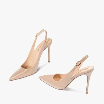 Women’s Sexy High-Heel Sandals 2025 – Pointed Toe Patent Leather Strappy Summer Party Shoes