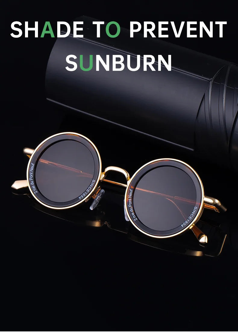 Round Steampunk Sunglasses — Vintage Punk Retro Fashion Glasses for Men & Women
