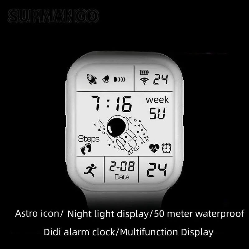 Astronaut Square Smart Watch for Kids & Students – Cool Black Tech Running Electronic Watch for Boys & Girls