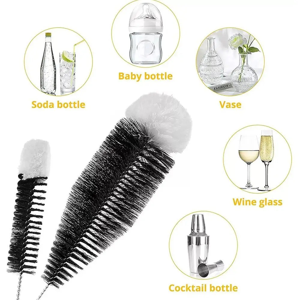 Beechwood Handled Soda Stream Bottle Brush | Glassware & Jars Cleaner | Kitchen Cleaning Tool for Drinkware & Wineglass Bottles