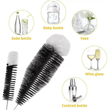 Beechwood Handled Soda Stream Bottle Brush | Glassware & Jars Cleaner | Kitchen Cleaning Tool for Drinkware & Wineglass Bottles