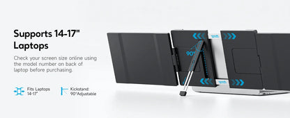 Dopesplay 14.1" Portable Laptop Screen Extender – Dual/Triple FHD 1200P IPS Monitor for Windows, Mac & Android