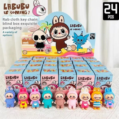 Rabu Blind Box Keychain 12/24pcs — Kawaii Cartoon Character Pendant, Mystery Box Toy for Bag, Room Decor & Gift