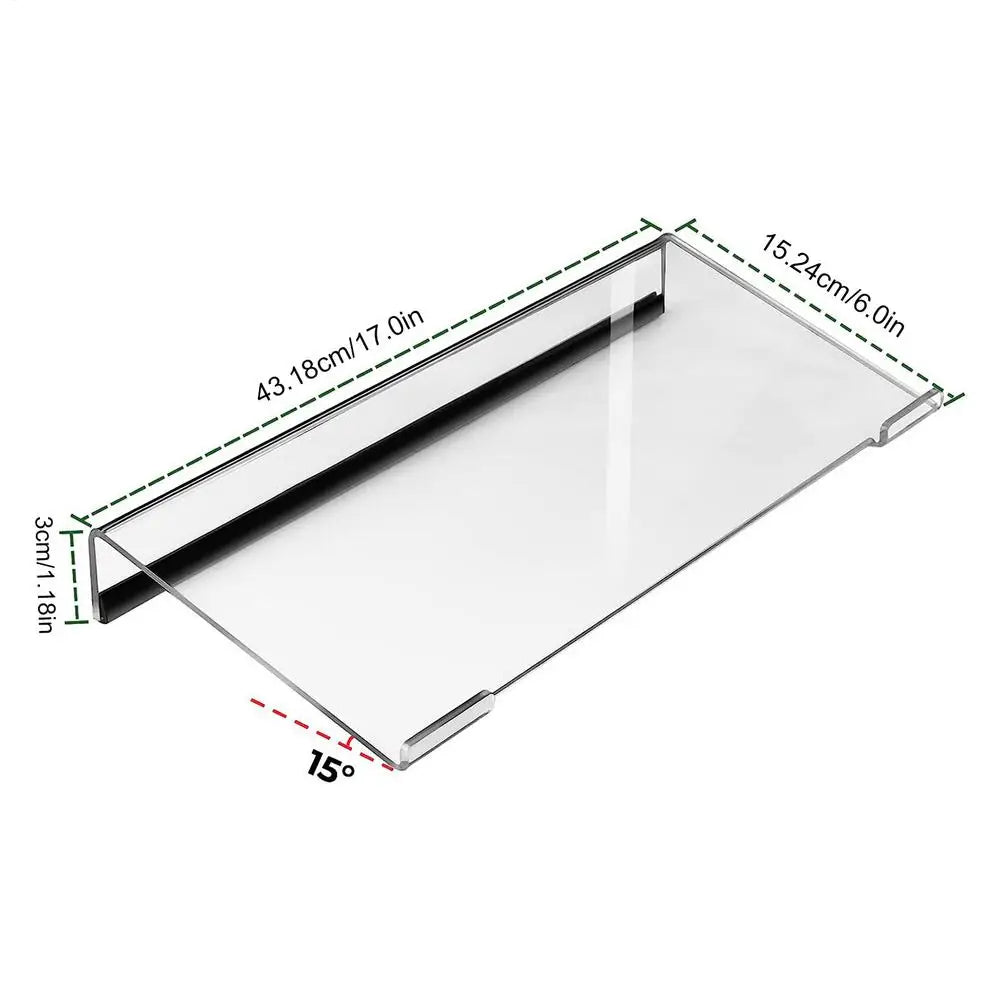 Clear Acrylic Keyboard Display Tray – Tilted Ergonomic Keyboard Riser Stand for PC & Notebook Gaming and Office Setup