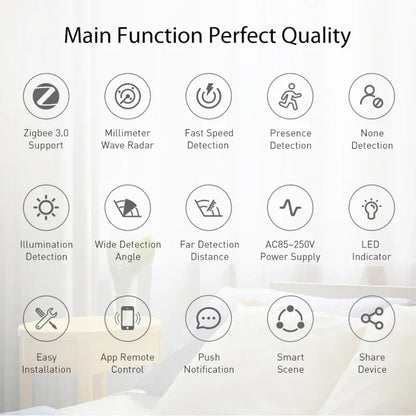 Zigbee & WiFi 24G Motion Sensor Switch – Smart Light Presence Detector with Brightness & Distance Radar, Tuya Smart Life Compatible