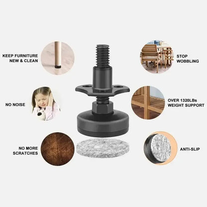 4PCS Adjustable Heavy-Duty Leveling Feet | Steel Triangle Furniture Legs for Sofas & Multi-Spec Use