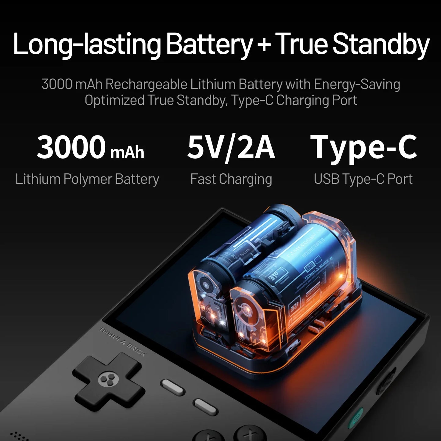 TRIMUI BRICK Handheld Game Console – 3.2'' IPS Screen, Linux System, LED Lighting, Metal Back Panel, Free Keycap Gifts