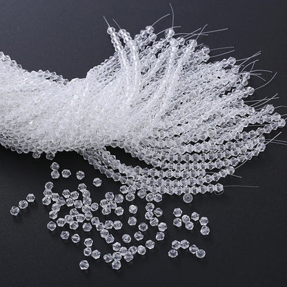 3/4mm Crystal Bicone Glass Beads - White Loose Faceted Beads for DIY Bracelets, Earrings & Jewelry Making