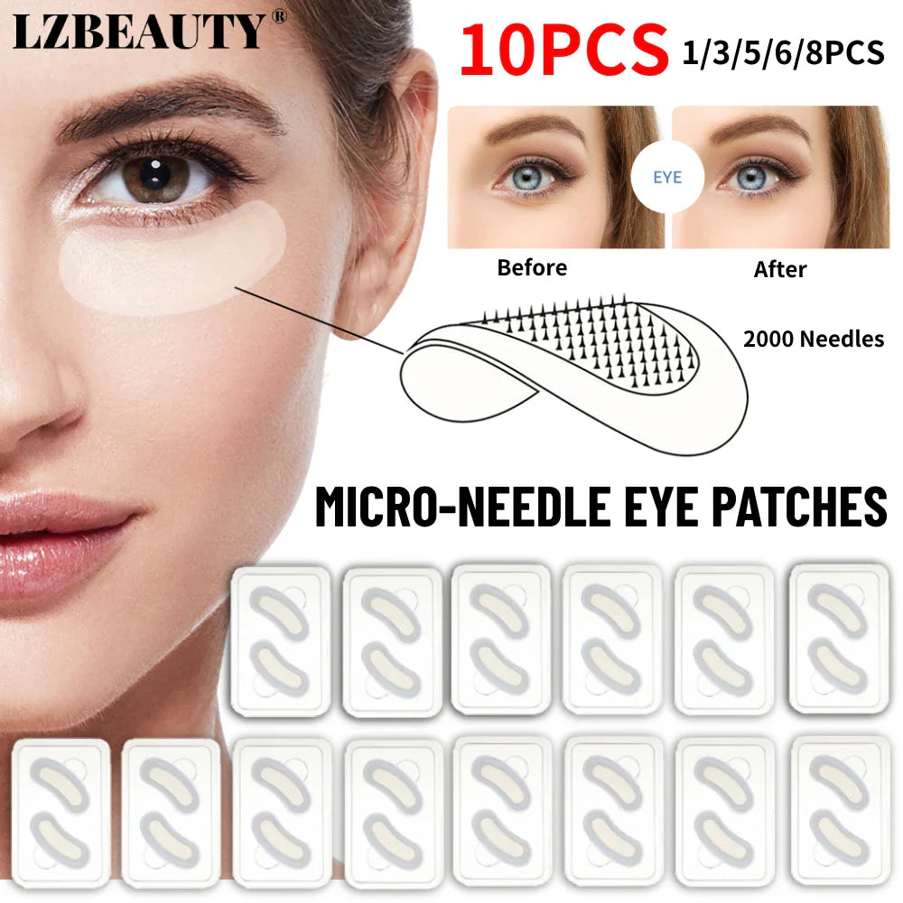 1–10PCS Hyaluronic Acid Microneedle Eye Patches – Anti-Wrinkle, Dark Circle & Moisturizing Under-Eye Gel Pads for Skin Care