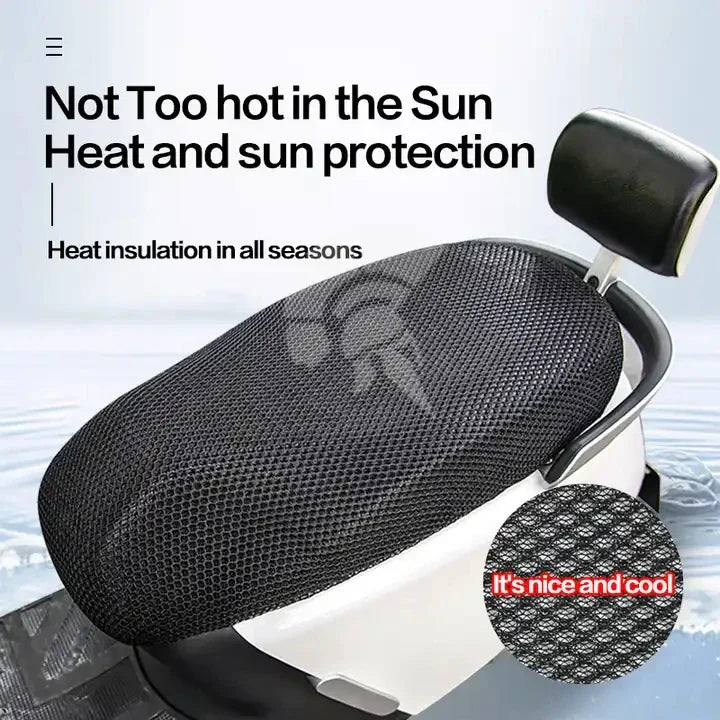 Summer Cool 3D Mesh Motorcycle Seat Cover – Breathable, Anti-Slip Scooter Cushion with Grid Protection Pad