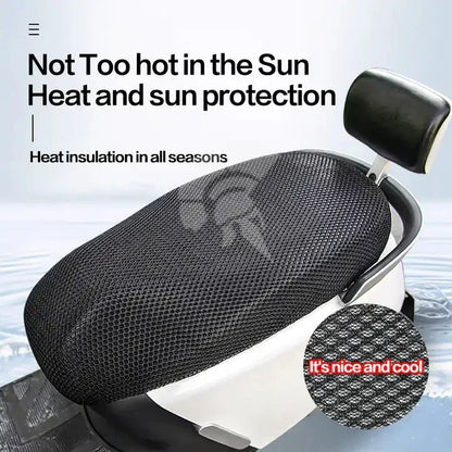 Summer Cool 3D Mesh Motorcycle Seat Cover – Breathable, Anti-Slip Scooter Cushion with Grid Protection Pad