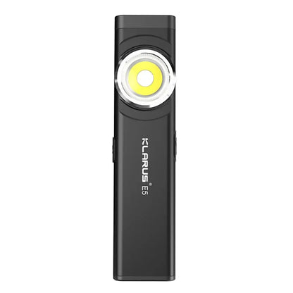 Klarus E5 COB Flashlight – Magnetic Dual Light Torch with 8 Lighting Modes, USB-C Rechargeable EDC Strobe for Emergency Use