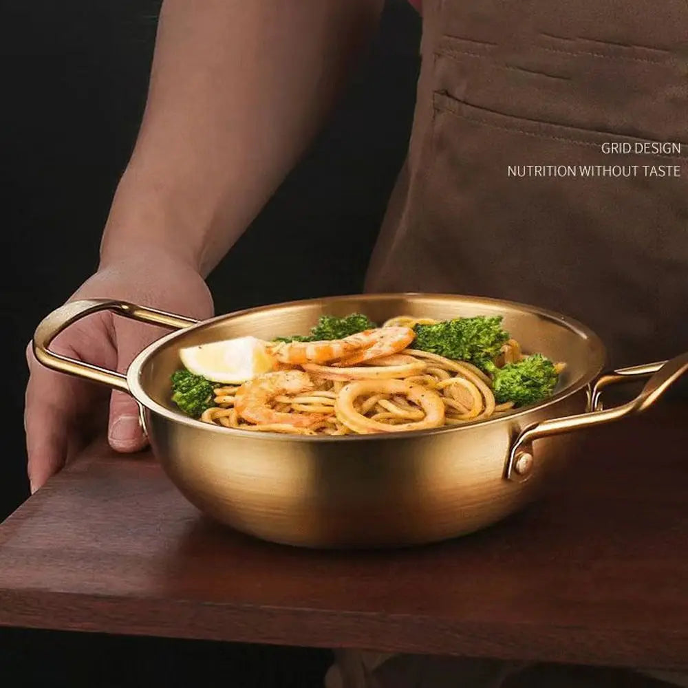 Stainless Steel Saucepan & Dry Pot – Paella Pan with Handle for Home Cooking, Seafood, Rice & Picnic Use