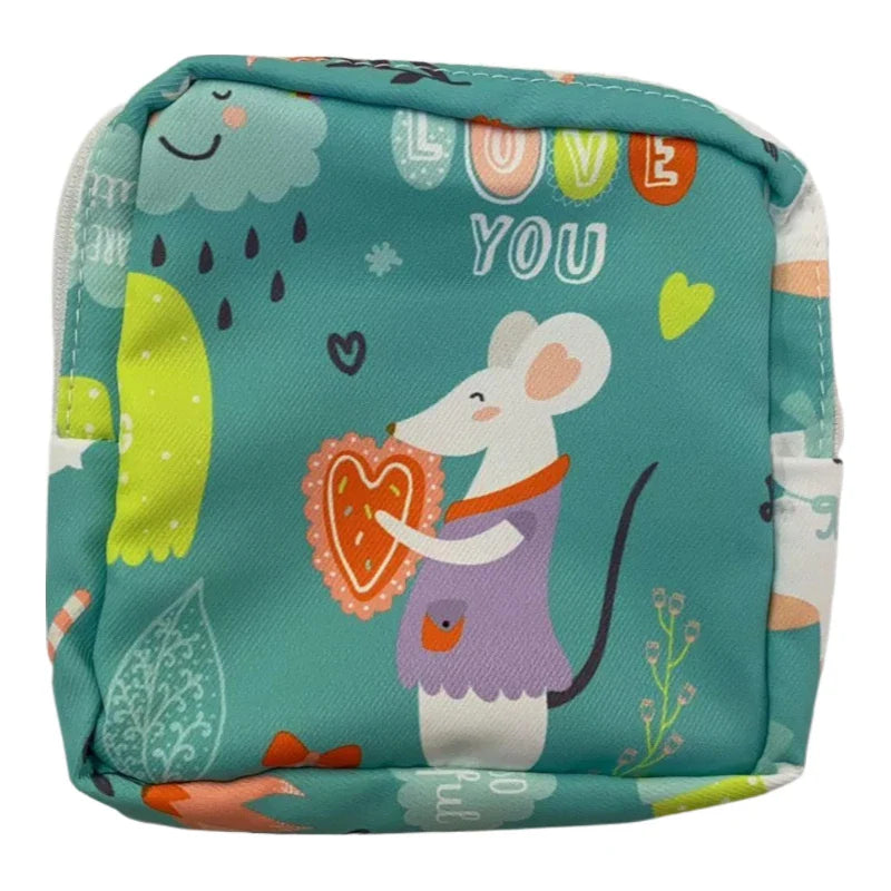 Cute Cartoon Girl Cosmetic Bag – Mini Travel Makeup Organizer for Lipstick, Sanitary Pads & Toiletries