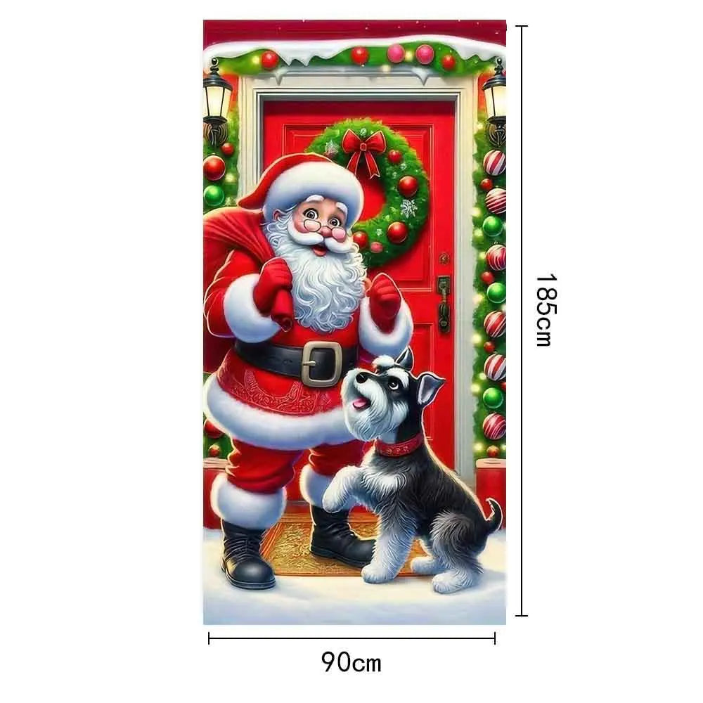 Christmas Fabric Door Banner – Merry Christmas Hanging Background for Photo Booth, Xmas Decor & Photography Props