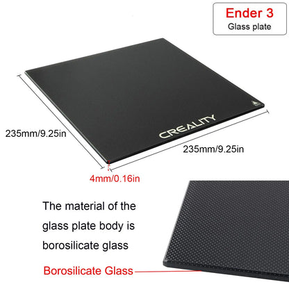 Creality Ender 3 Tempered Glass Bed — Upgraded 3D Printer Build Surface 235x235x4mm for Ender 3/3 Pro/3 V2
