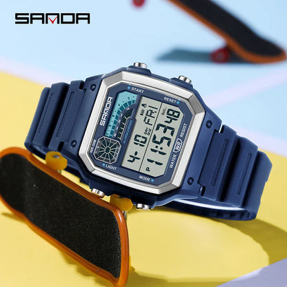 SANDA Outdoor Sport Electronic Watch for Men – Multifunction, Alarm, Chrono, Waterproof, LED Digital, Double Time