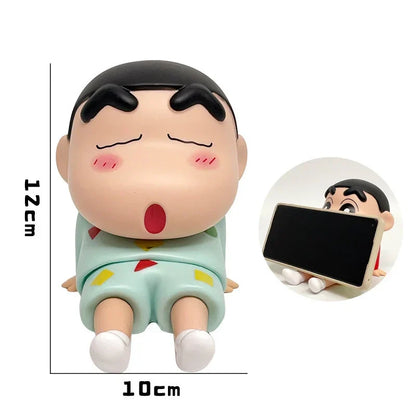 Crayon Shin-Chan Anime Figure Phone Holder – Kawaii Desktop Ornament Mini GK Collectible Toy Gift