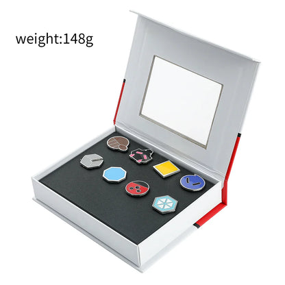 Pokémon Gym Badges Box Set – Kanto, Johto, Hoenn, Sinnoh, Unova, Kalos & Orange Islands Region Pins and Brooches