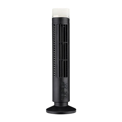 LED Bladeless Tower Fan - Quiet 90° Oscillating USB Portable Desk Fan with Light for Home, Bedroom & Office