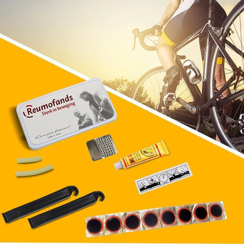 Bike Tire Repair Kit – Patches, Grinding Film, Crowbar & Multifunctional Tools for Cycling Repairs