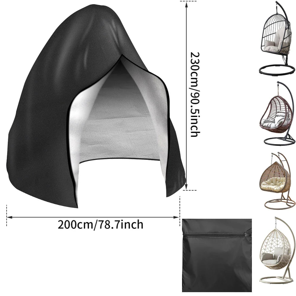 Waterproof Patio Hanging Egg Chair Cover 210D Heavy Duty – Windproof Dustproof Swing Seat Slipcover for Single & Double Garden Chairs