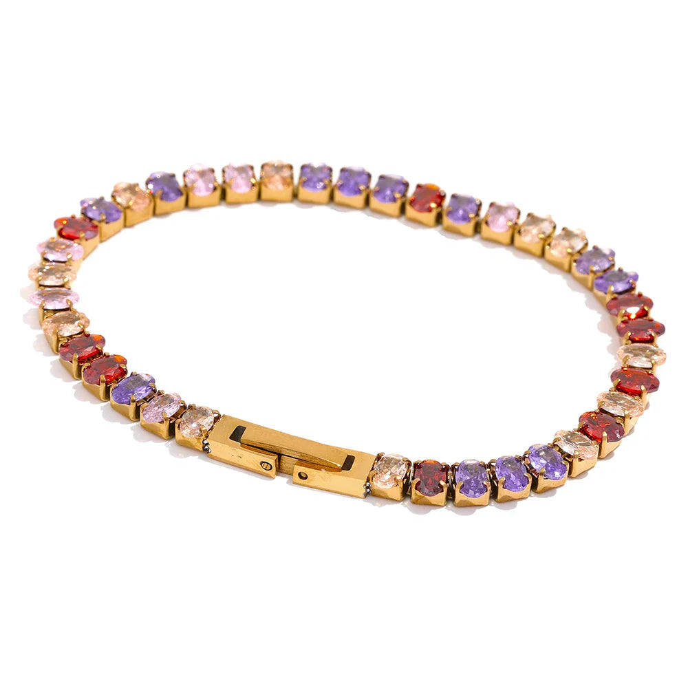 Luxury CZ Tennis Necklace & Bracelet Jewelry Set – Waterproof Stainless Steel Cubic Zirconia Choker for Women