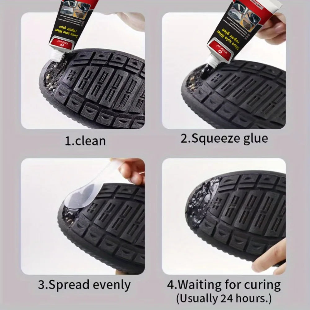 Waterproof Black Shoe Sole Repair Glue - Super Strong Rubber Crack Sealant