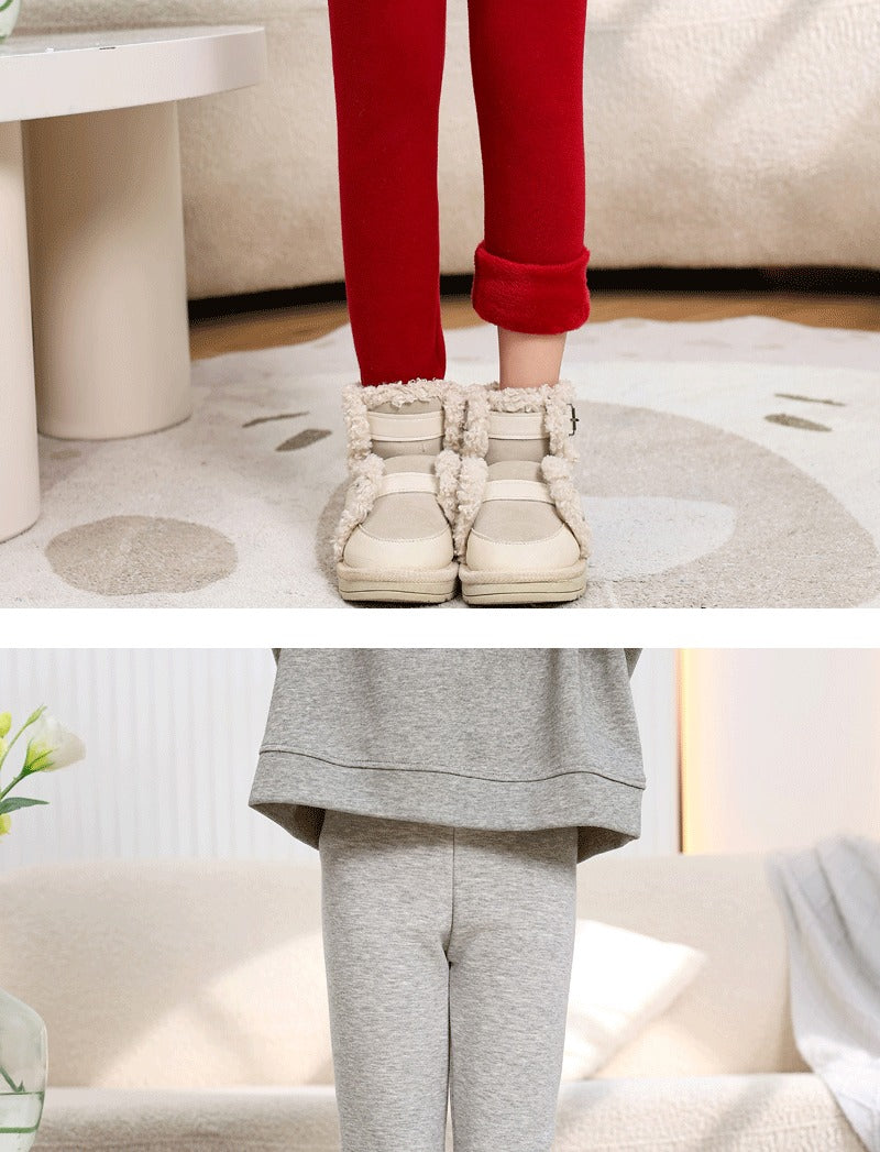 Winter Girls’ Fleece-Lined Thickened Trousers – Slim-Fit, Elastic Candy-Colored Pants to Keep Your Princess Cozy