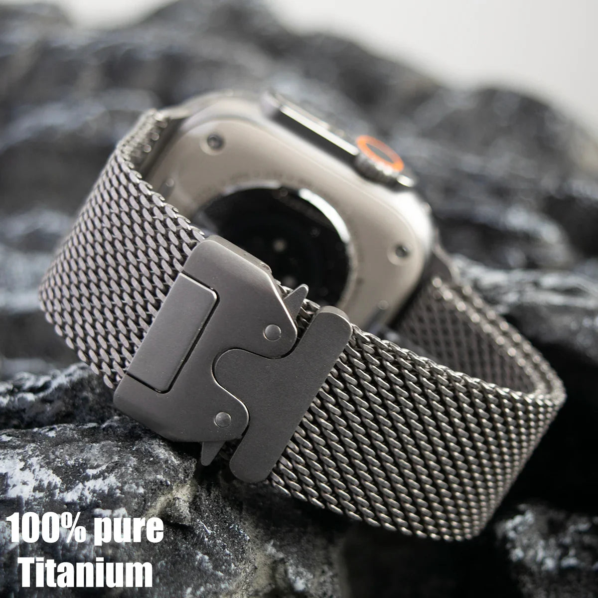 Titanium Band for Apple Watch Ultra 2 (49mm) – Milanese Loop Strap for Series 10/9/8/7/6/5 with Secure Parachute Buckle