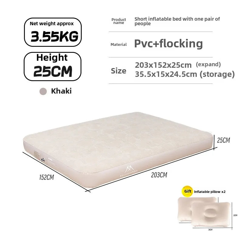MOUNTAINHIKER 2025 Inflatable Air Mattress – PVC Glamping Sleeping Mat with Built-in Pump for 1-3 Persons