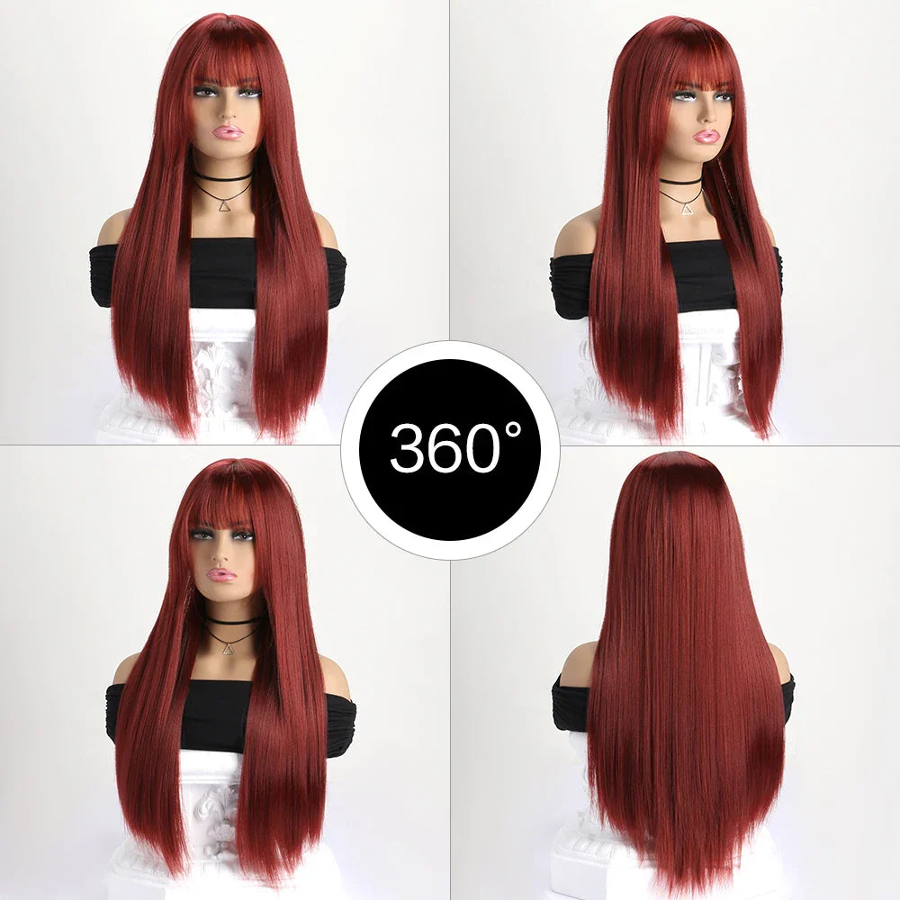 26" Long Straight Synthetic Wig – Fashion Color Wig for Women, Daily Wear, Halloween Costume, Party & Cosplay