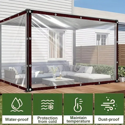 Thick Transparent Waterproof Tarpaulin – Clear Poly Tarp for Garden, Rainproof Plant Cover & Insulated Shed Cloth with Grommets