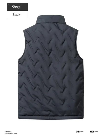 Men’s Autumn & Winter Cotton Vest Jacket – Casual Warm Sleeveless Top with Standing Collar, Plus Size Multifunctional Outerwear