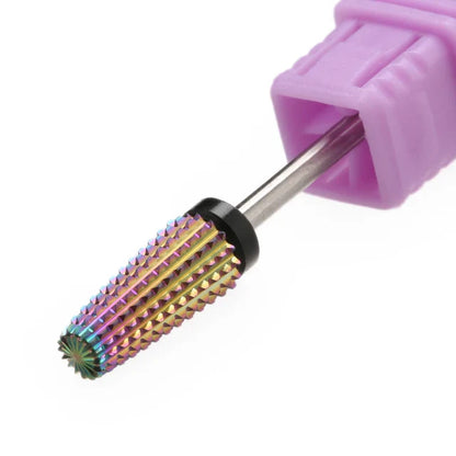 Purple 5-in-1 Tapered Carbide Nail Drill Bits - Milling Cutter for Manicure, Gel & Acrylic Removal, Nail Accessories Tool