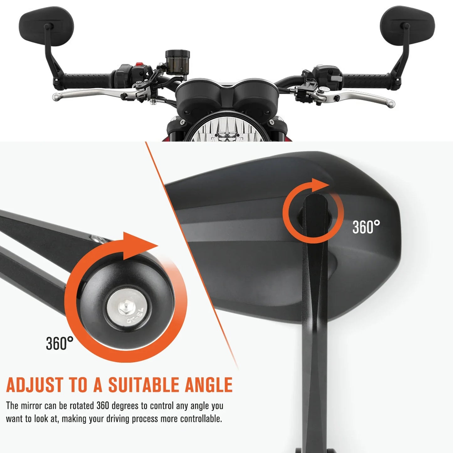 Motorcycle Rearview Side Mirrors | 7/8" & 1" Handlebar End Mirrors for Yamaha & Kawasaki