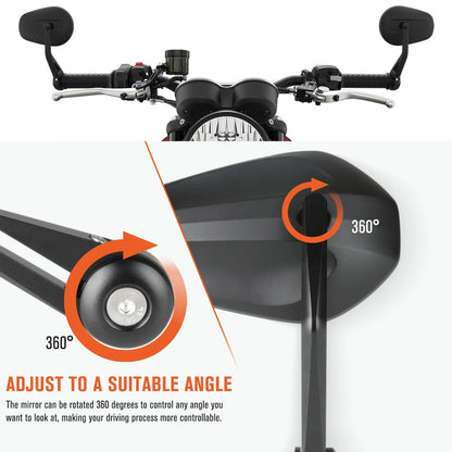 Motorcycle Rearview Side Mirrors | 7/8" & 1" Handlebar End Mirrors for Yamaha & Kawasaki