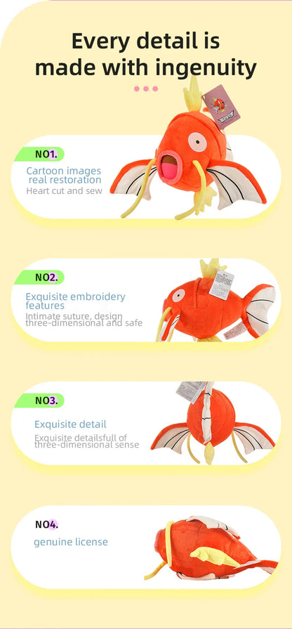 Pokemon Kawaii Magikarp Plush Toy – Cute Cartoon King of Carp Stuffed Doll Pillow Gift for Kids and Friends